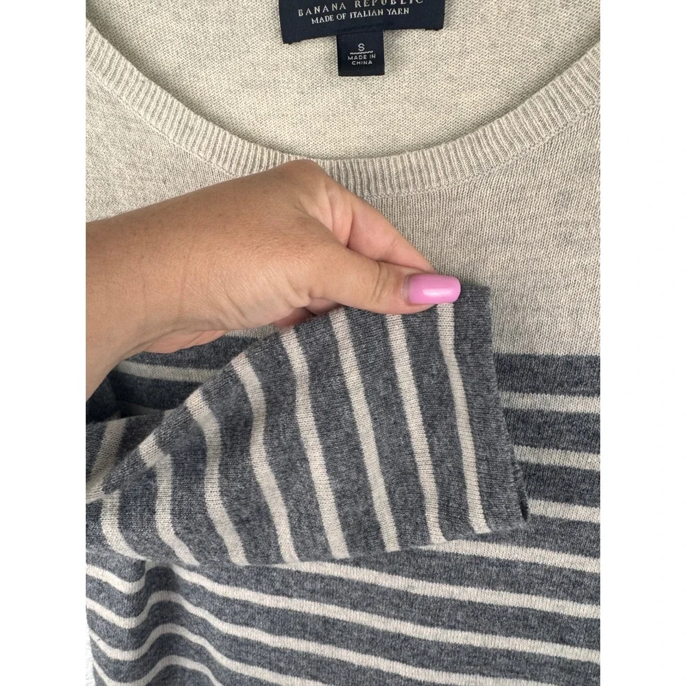 Banana‎ Republic Wool Blend Sweater Dress Striped Beige Gray Made S Acde